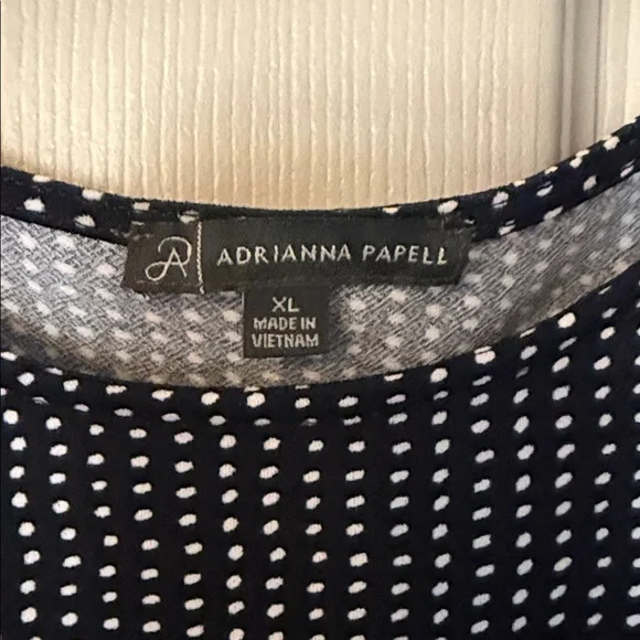 Adrianna Papell Black and White Polka Dot Tie-Front Ruffle Sleeve Top - Picture 2 of 3